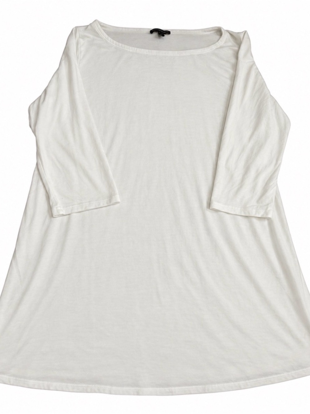 Eileen Fisher Ivory White A-Line Tunic Dress 3/4 Sleeve Size L